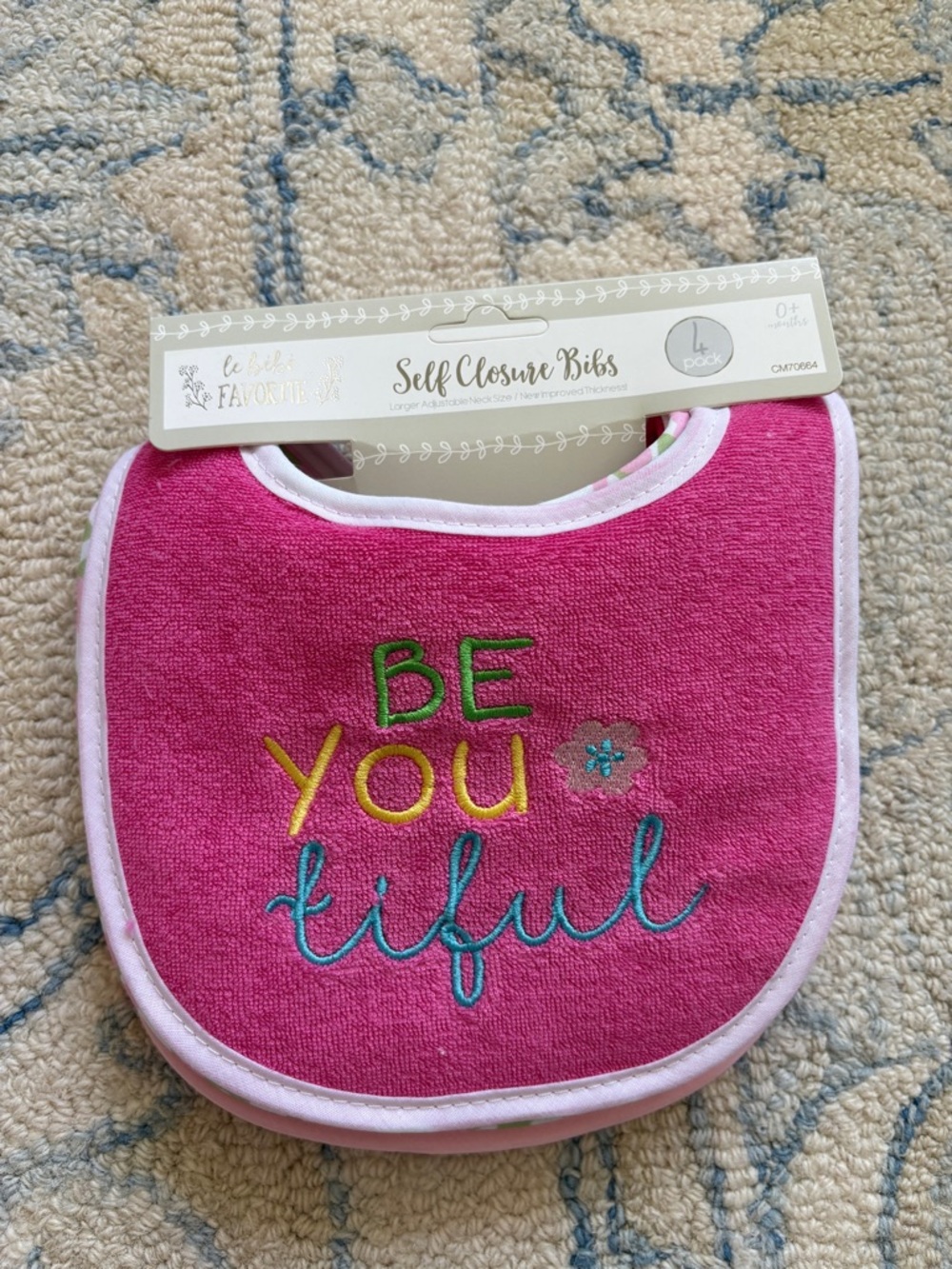NWT Le Bebe Favorite Baby 4-Pack Baby Bibs Cotton Blend